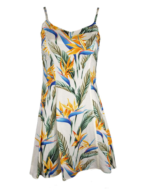Bird of Paradise Panel Women's Princess Seam Flared Hawaiian Dress (Petite Size)